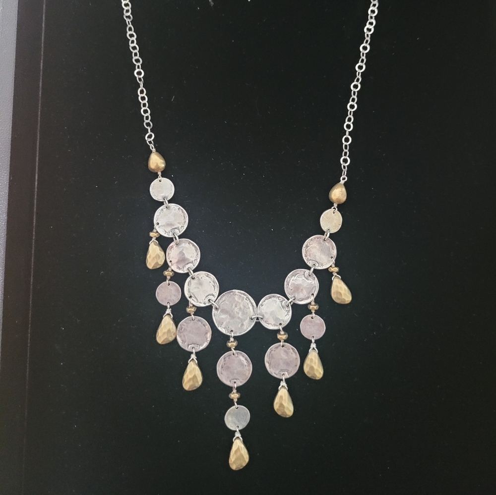 Sterling silver and brass bib